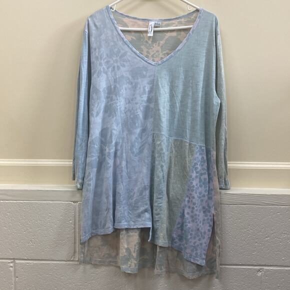 Winter Sun women’s size L cotton multi color print tunic top - Picture 1 of 5